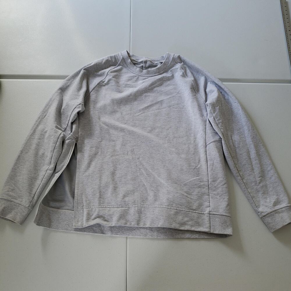 Lululemon Sweatshirt Womens Large Gray Crewneck Pullover Raglan Side Slit Logo